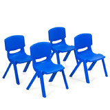 Costway 50178936 4-pack Kids Plastic Stackable Classroom Chairs-Blue