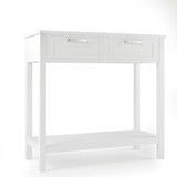 Costway 65473902 2 Drawers Accent Console Entryway Storage Shelf with Bottom Shelf-White