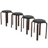 Costway 12790865 Set of 4 Bentwood Round Stool Stackable Dining Chairs with Padded Seat-Black