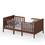 Costway 54391708 2-in-1 Convertible Kids Wooden Bedroom Furniture with Guardrails-Brown