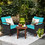 Costway 36891502 3 Pieces Patio Rattan Furniture Set with Washable Cushion and Acacia Wood Tabletop-Turquoise