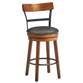 Costway 49678321 25.5 Inch 360-Degree Bar Swivel Stools with Leather Padded