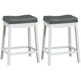 Costway 42893706 Set of 2 24-Inch Height Backless Counter Stool with Footrest-White