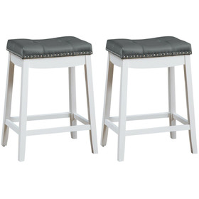 Costway 42893706 Set of 2 24-Inch Height Backless Counter Stool with Footrest-White