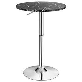 Costway 15643089 360&#176; Swivel Cocktail Pub Table with Sliver Leg and Base-Black
