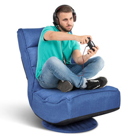 Costway 62503749 5-Position Folding Floor Gaming Chair-Navy