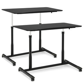 Costway 59764203 Height Adjustable Computer Desk Sit to Stand Rolling Notebook Table -Black