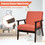 Costway 17568432 Solid Rubber Wood Fabric Accent Armchair-Orange