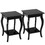 Costway 43159720 Set of 2 Side Table End Table Night Stand with Shelf-Black
