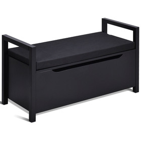 Costway 67184259 34.5 X15.5 X19.5 Inch Shoe Storage Bench with Cushion Seat for Entryway-Black