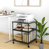 Costway 46238057 3 Tier Printer Stand Rolling Fax Cart with Adjustable Shelf and Swivel Wheels