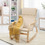 Costway 40356218 Stable Wooden Frame Leisure Rocking Chair with Removable Upholstered Cushion-Beige