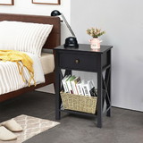 Costway 36195024 2pcs Bedroom Side End Nightstand with Drawer-Brown