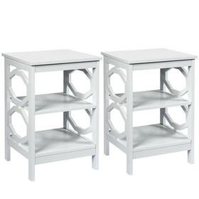 Costway 21584739 2 Pieces 3-tier Nightstand Sofa Side End Accent Table Storage Display Shelf-White