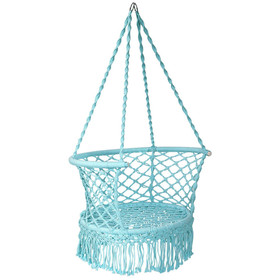 Costway 16489025 Hanging Hammock Chair with 330 Pounds Capacity and Cotton Rope Handwoven Tassels Design-Turquoise