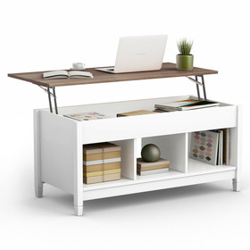 Costway 25183096 Lift Top Coffee Table with Hidden Storage Compartment-White