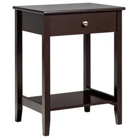 Costway 94016832 Wooden Nightstand  End Table Storage Display -Brown