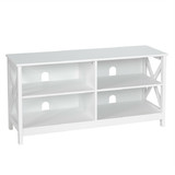 Costway 36948250 Wooden TV Stand Entertainment for TVs up to 55 Inch with X-Shaped Frame-White