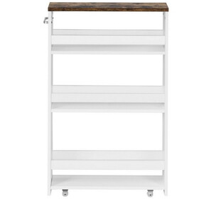 Costway 35764082 4 Tiers Rolling Slim Storage Kitchen Organizer Cart with Handle-White