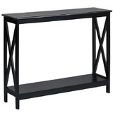 Costway 10792846 2-Tier Console X-Design Sofa Side Accent Table-Black