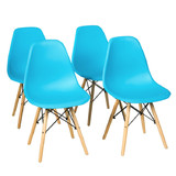 Costway 85941720 4 Pieces Modern Armless Dining Chair Set with Wood Legs-Blue