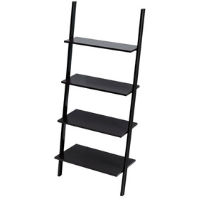 Costway 28614573 4-Tier Industrial Leaning Wall Bookcase-Black