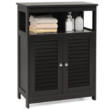 Costway 24309175 Wood Freestanding Bathroom Storage Cabinet with Double Shutter Door-Black