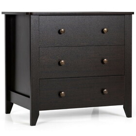 Costway 82901567 3 Drawer Dresser Chest of Drawers Bedside Table-Espresso