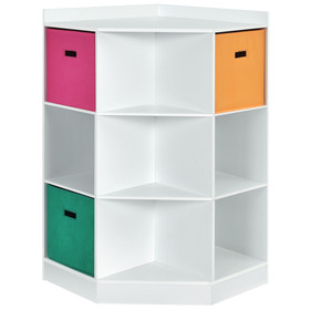 Costway 93625408 3-Tier Kids Storage Shelf Corner Cabinet with 3 Baskets-White