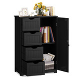 Costway 09185426 Standing Indoor Wooden Cabinet with 4 Drawers-Black