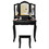 Costway 53642018 4 Drawers Wood Mirrored Vanity Dressing Table with Stool-Black