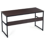 Costway 96028743 55-Inch Computer Desk Writing Table Workstation Home Office with Bookshelf-Espresso