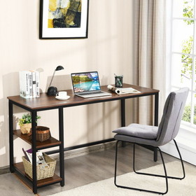 Costway 50781642 47"/55" Computer Desk Office Study Table Workstation Home with Adjustable Shelf Coffee-L