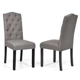 Costway 32960851 Set of 2 Tufted Upholstered Dining Chairs-Gray