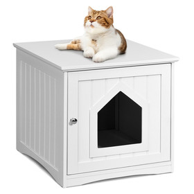 Costway 98641325 Sidetable Nightstand Weatherproof Multi-function Cat House-White