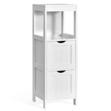 Costway 47152396 Wooden Bathroom Floor Cabinet with Removable Drawers-White