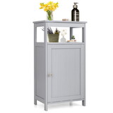 Costway 41925830 Bathroom Wooden Floor Cabinet with Multifunction Storage Rack-Gray