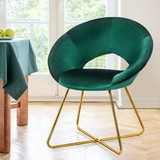 Costway 97365428 Modern Accent Velvet Dining Arm Chair with Golden Metal Legs and Soft Cushion-Dark Green