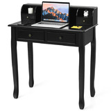 Costway 45967013 Removable Floating Organizer 2-Tier Mission Home Computer Vanity Desk-Black