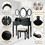 Costway 36450187 7 Drawer Tri-Folding Mirror Dressing Vanity Makeup Set-Black