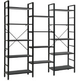 Costway 92583174 Vintage Triple Wide 5-Tier Bookcase Large Bookshelf Display Storage Shelf-Black