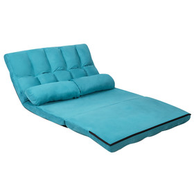 Costway 15607293 6-Position Foldable Floor Sofa Bed with Detachable Cloth Cover-Blue