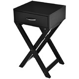 Costway 91530246 Design Sofa Side Table with X-Shape Drawer for Living Room Bedroom-Black