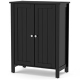 Costway 90234578 2-Door Bathroom Floor Storage Cabinet Space Saver Organizer-Black