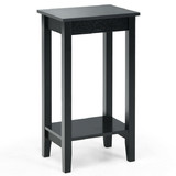 Costway 27465918 2-Tier Nightstand End Side Wooden Legs Table for Bedroom-Black