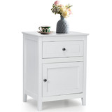 Costway 18679034 2-Tier Accent Table with Spacious Tabletop-White