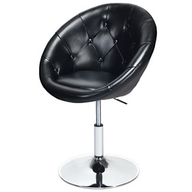 Costway 23856149 1 Piece Modern Adjustable Swivel Round PU Leather Chair-Black