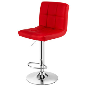 Costway 95082437 Adjustable Swivel Bar Stool with PU Leather-Red
