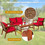 Costway 67983250 4 Piece  Acacia Wood Patio Rattan Furniture Set-Red