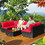 Costway 79283461 7 Pieces Sectional Wicker Furniture Sofa Set with Tempered Glass Top-Red